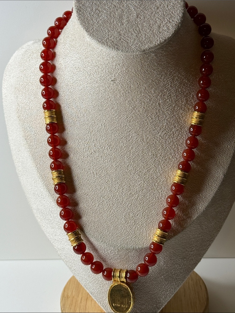 Vintage MMA Carnelian Bead Necklace earring Gold plate Scarab Egyptian revival⭐️ - Picture 10 of 17